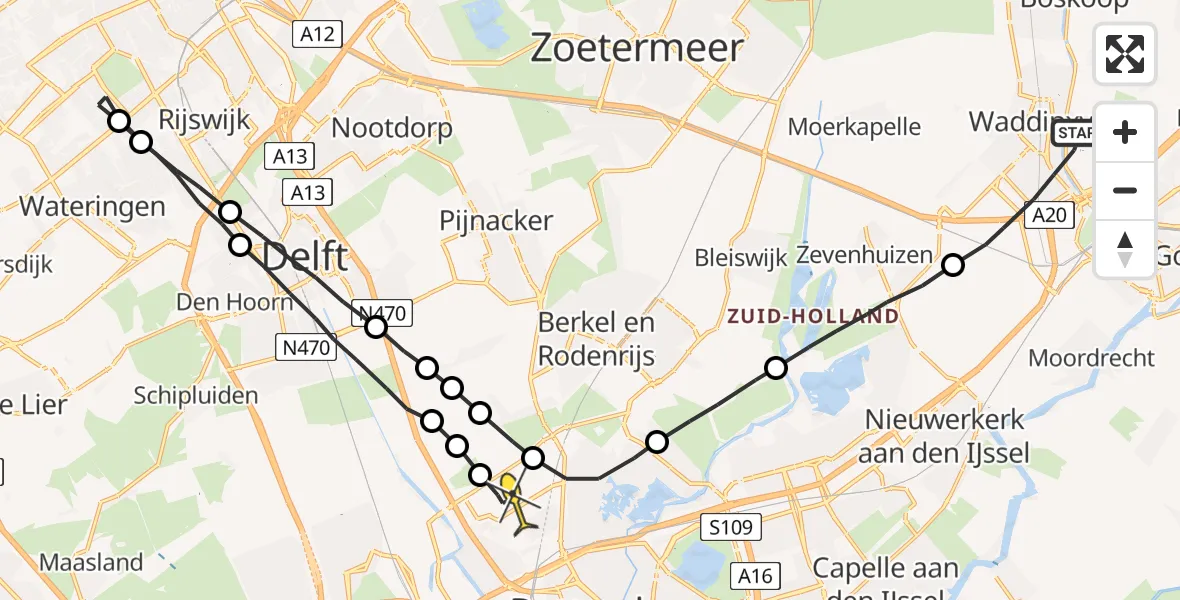 Routekaart van de vlucht: Lifeliner 2 naar Rotterdam The Hague Airport