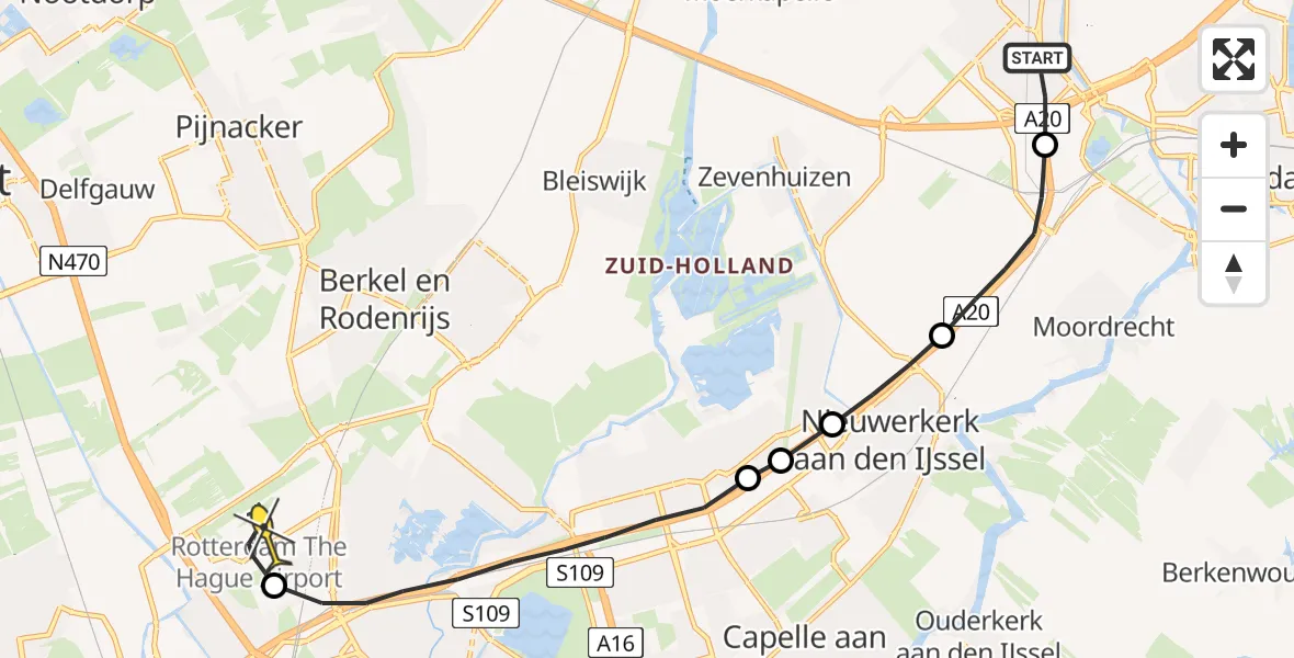 Routekaart van de vlucht: Lifeliner 2 naar Rotterdam The Hague Airport