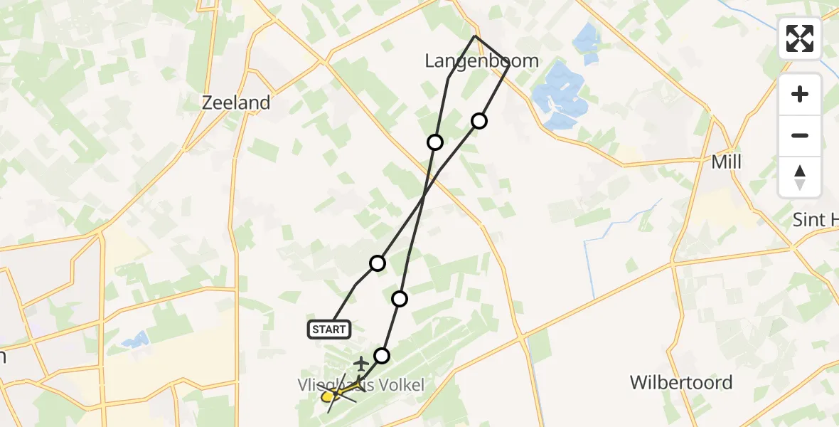 Routekaart van de vlucht: Lifeliner 3 naar Vliegbasis Volkel