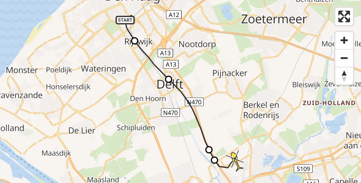 Routekaart van de vlucht: Lifeliner 2 naar Rotterdam The Hague Airport