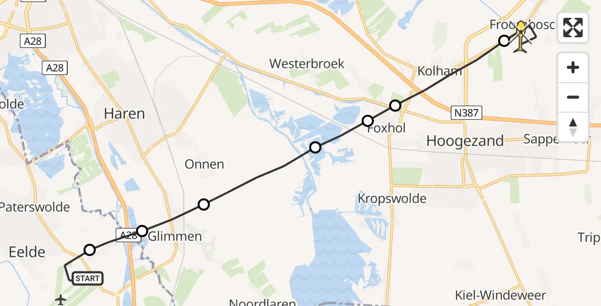 Routekaart van de vlucht: Lifeliner 4 naar Froombosch
