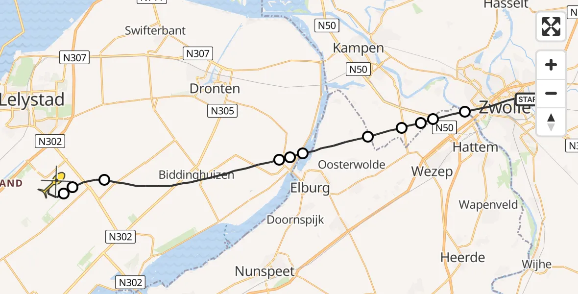 Routekaart van de vlucht: Lifeliner 1 naar Lelystad Airport