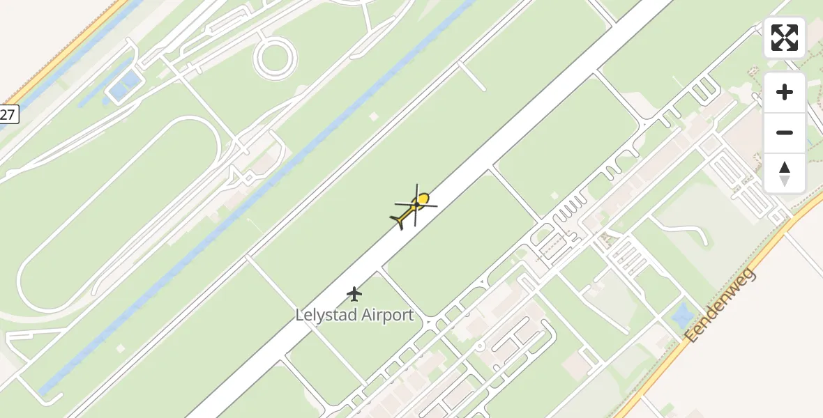 Routekaart van de vlucht: Traumahelikopter naar Lelystad Airport