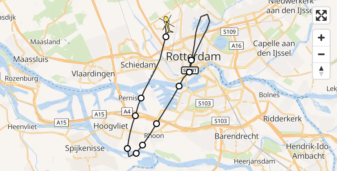 Routekaart van de vlucht: Lifeliner 2 naar Rotterdam The Hague Airport