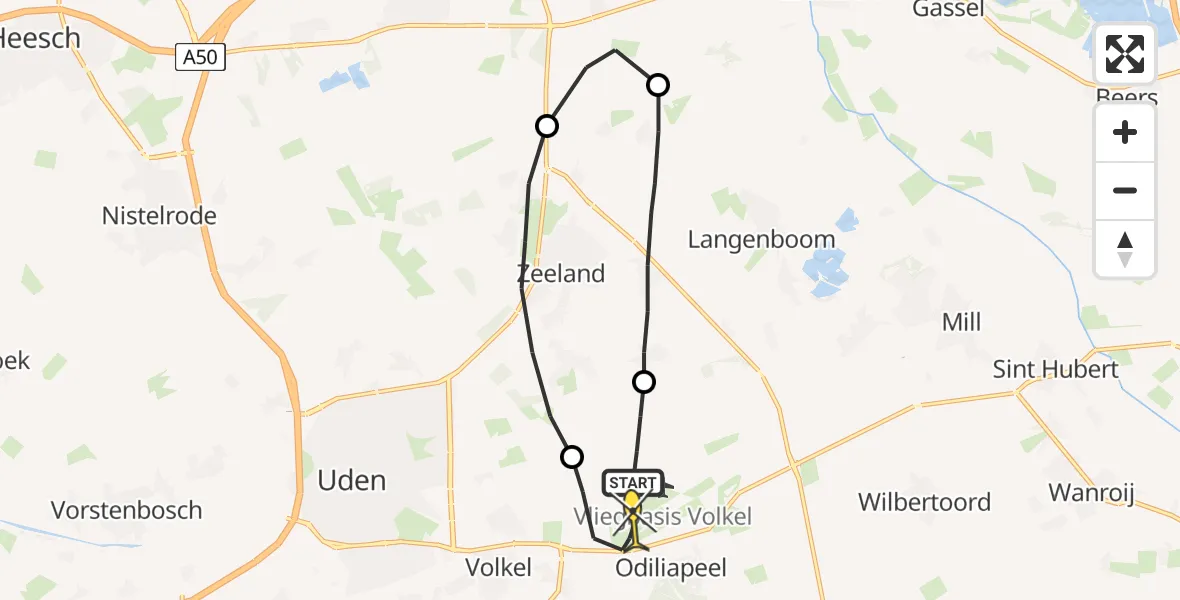 Routekaart van de vlucht: Lifeliner 3 naar Vliegbasis Volkel