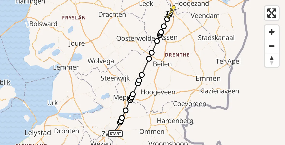 Routekaart van de vlucht: Lifeliner 4 naar Groningen Airport Eelde