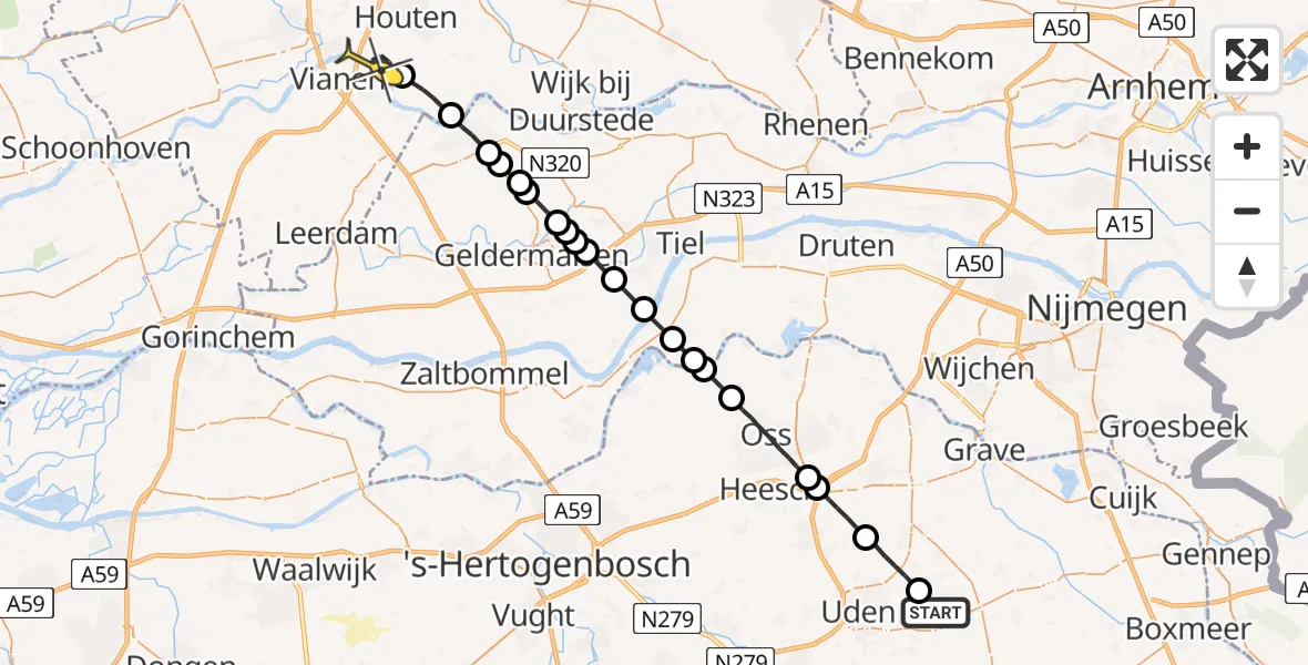 Routekaart van de vlucht: Lifeliner 3 naar Hagestein