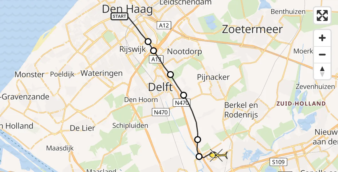 Routekaart van de vlucht: Lifeliner 2 naar Rotterdam The Hague Airport