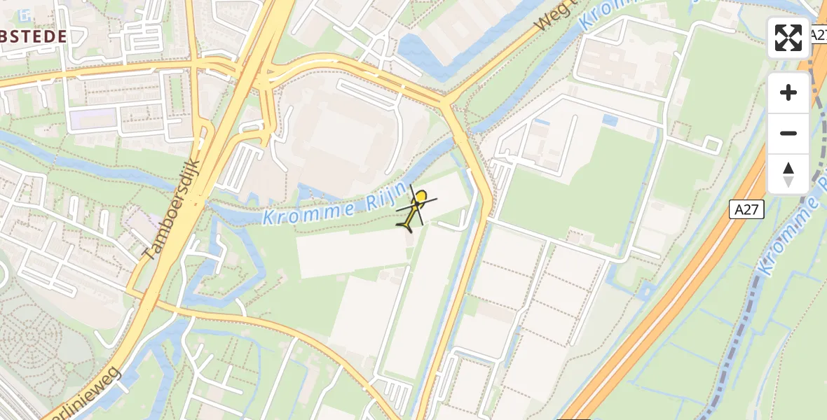 Routekaart van de vlucht: Politiehelikopter naar Utrecht