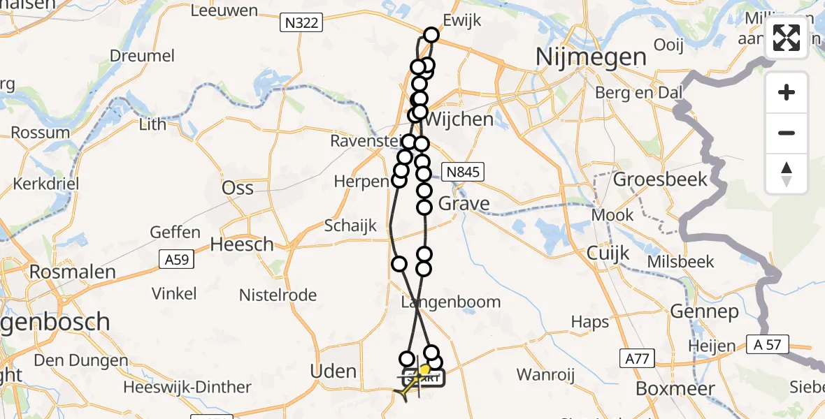 Routekaart van de vlucht: Lifeliner 3 naar Vliegbasis Volkel