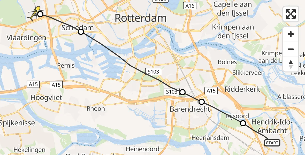 Routekaart van de vlucht: Lifeliner 2 naar Vlaardingen