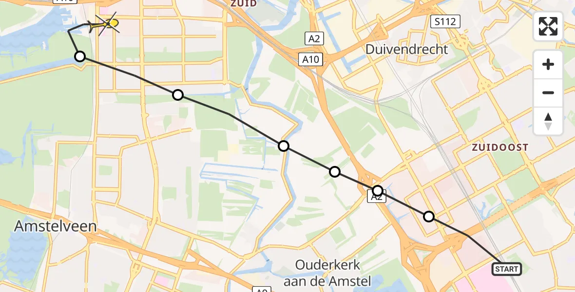 Routekaart van de vlucht: Lifeliner 1 naar VU Medisch Centrum Amsterdam