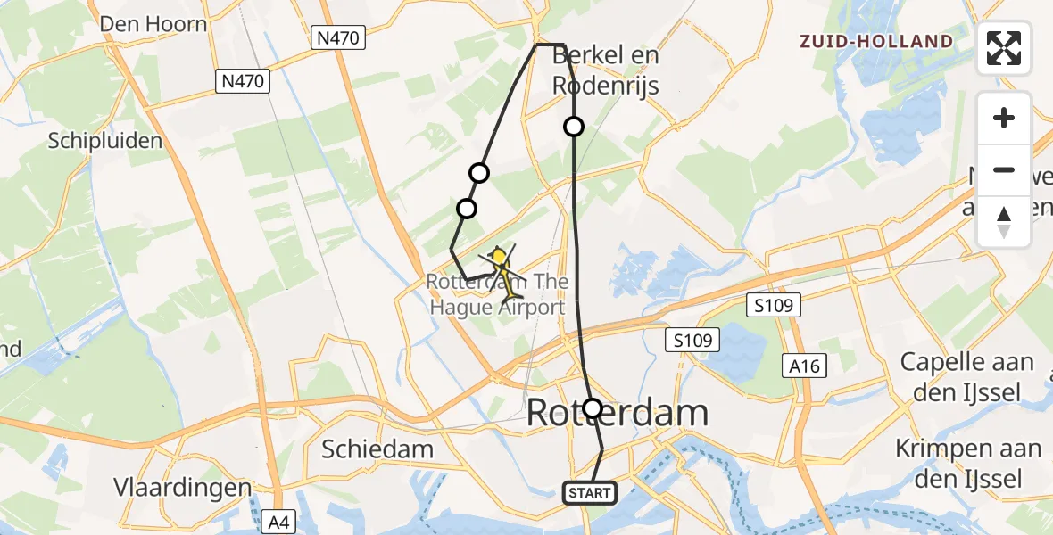 Routekaart van de vlucht: Lifeliner 2 naar Rotterdam The Hague Airport