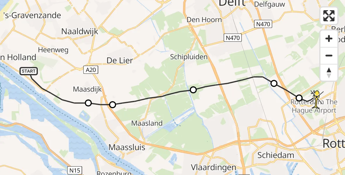 Routekaart van de vlucht: Lifeliner 2 naar Rotterdam The Hague Airport