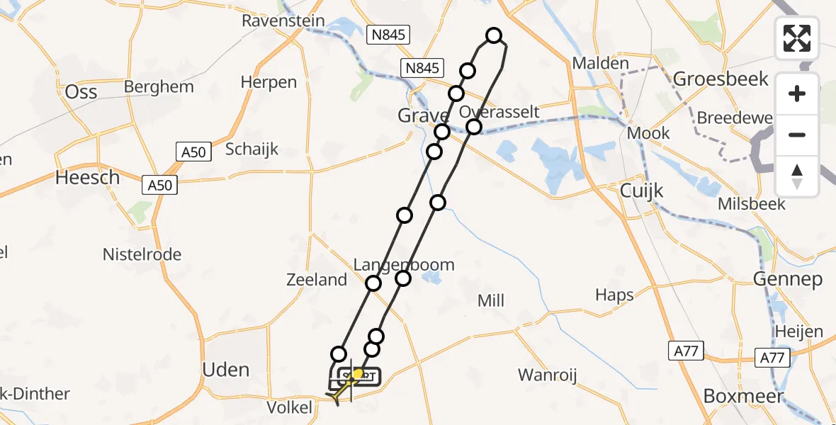 Routekaart van de vlucht: Lifeliner 3 naar Vliegbasis Volkel