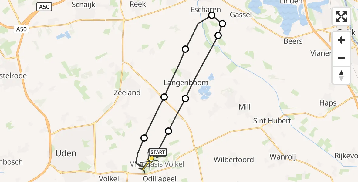 Routekaart van de vlucht: Lifeliner 3 naar Vliegbasis Volkel