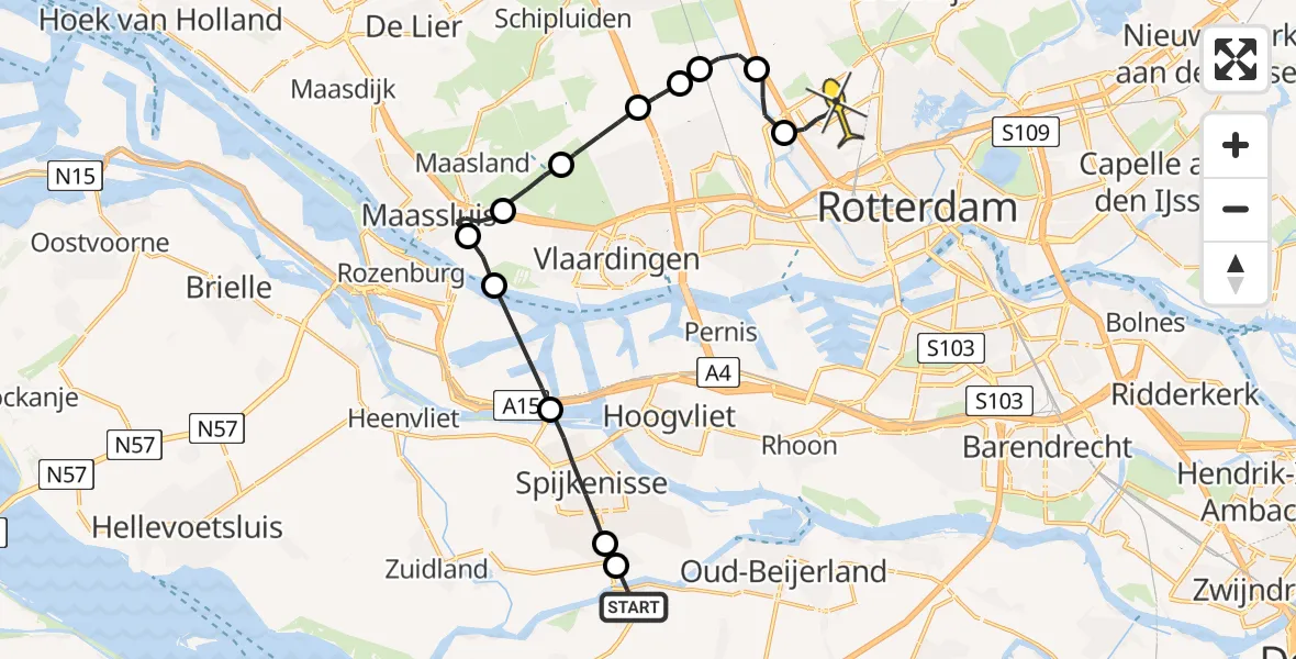 Routekaart van de vlucht: Lifeliner 2 naar Rotterdam The Hague Airport