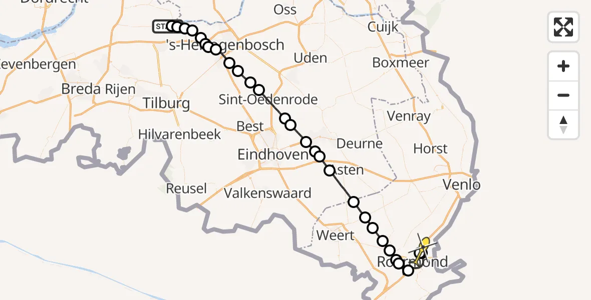 Routekaart van de vlucht: Lifeliner 3 naar Roermond