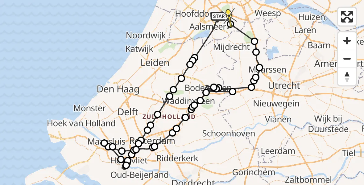 Routekaart van de vlucht: Politieheli naar Amstelveen