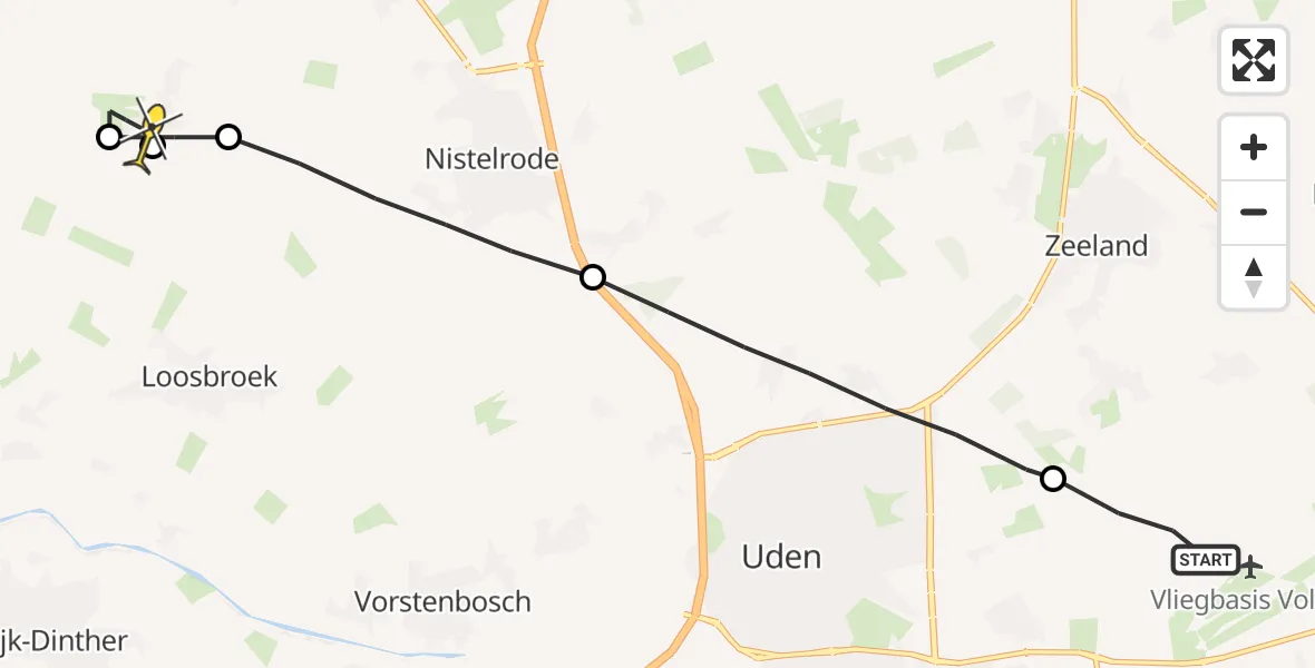 Routekaart van de vlucht: Lifeliner 3 naar Vinkel