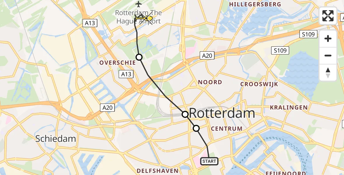 Routekaart van de vlucht: Lifeliner 2 naar Rotterdam The Hague Airport