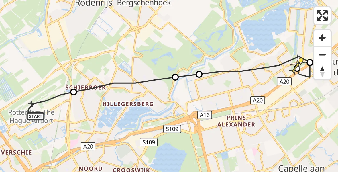 Routekaart van de vlucht: Lifeliner 2 naar Rotterdam