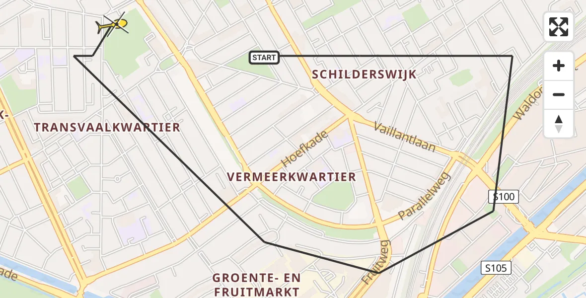 Routekaart van de vlucht: Lifeliner 2 naar Den Haag