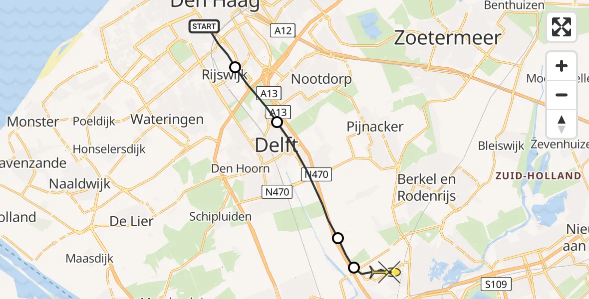 Routekaart van de vlucht: Lifeliner 2 naar Rotterdam The Hague Airport