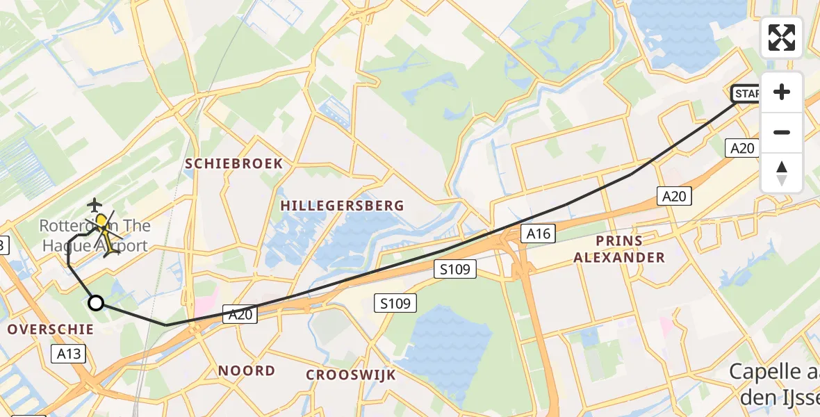 Routekaart van de vlucht: Lifeliner 2 naar Rotterdam The Hague Airport