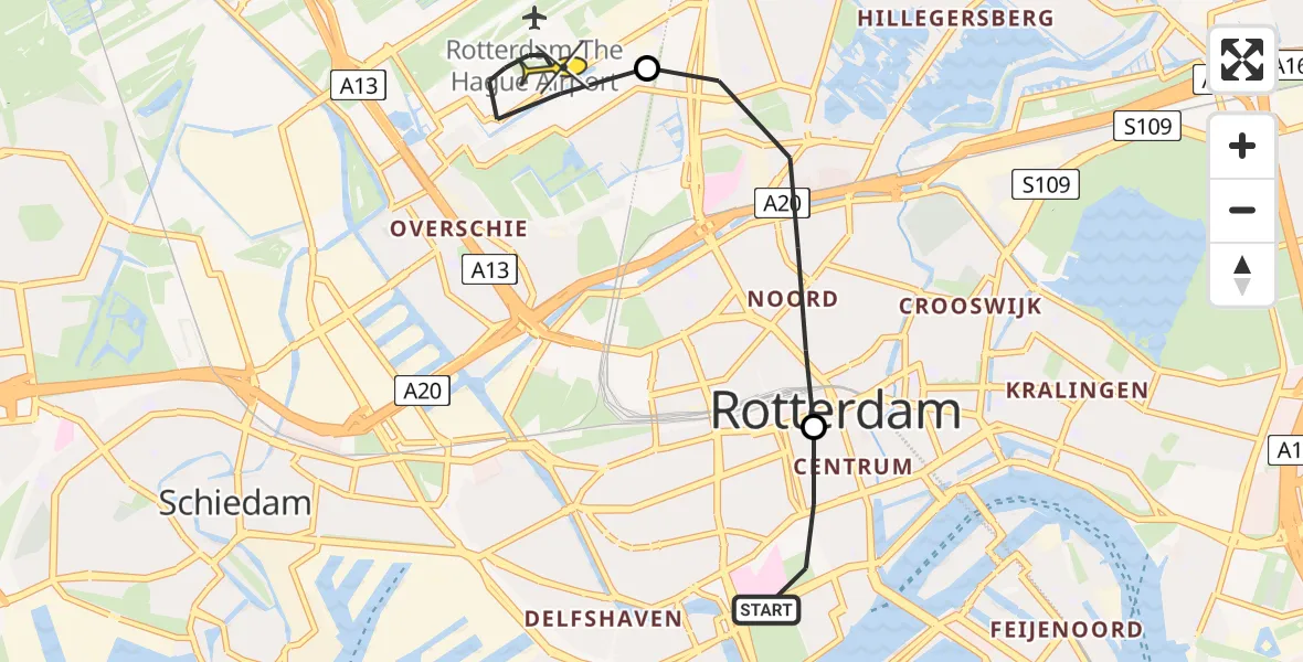 Routekaart van de vlucht: Lifeliner 2 naar Rotterdam The Hague Airport