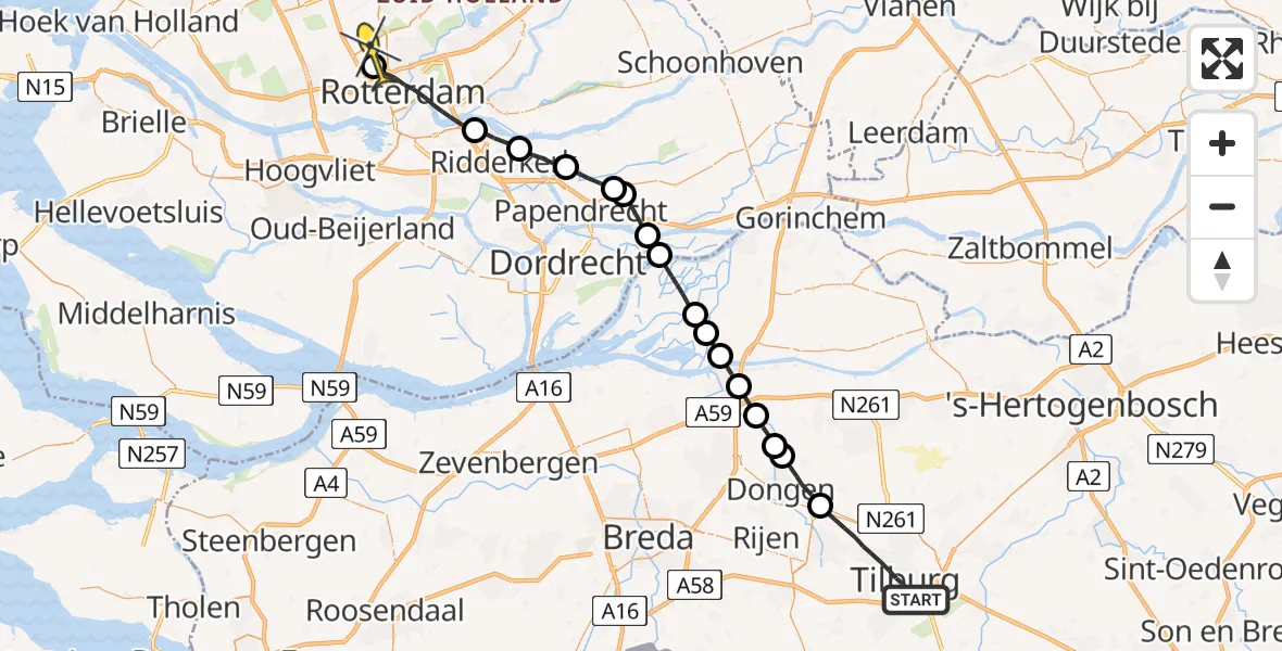 Routekaart van de vlucht: Lifeliner 2 naar Rotterdam The Hague Airport