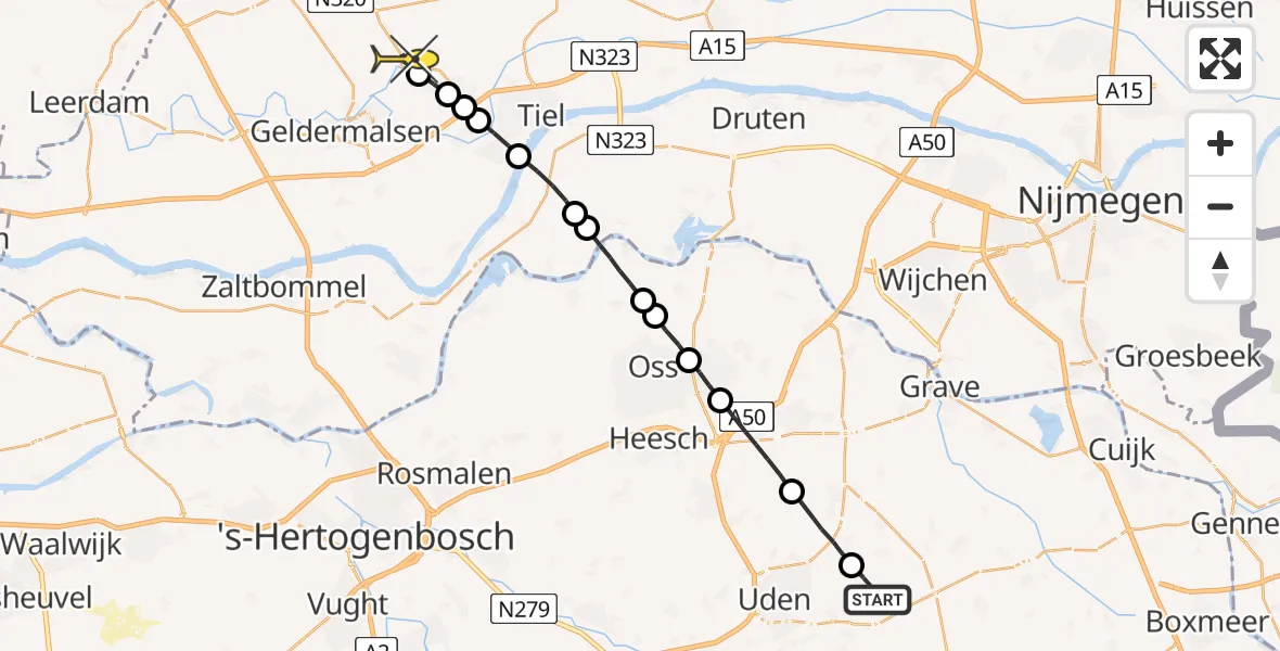 Routekaart van de vlucht: Lifeliner 3 naar Buren