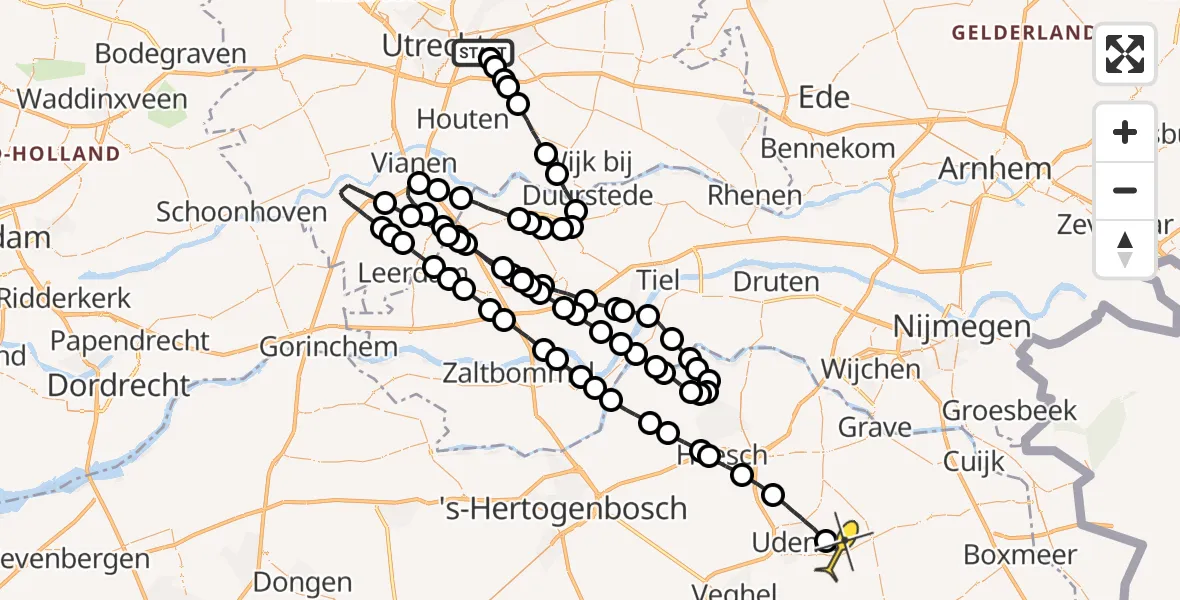 Routekaart van de vlucht: Lifeliner 3 naar Vliegbasis Volkel