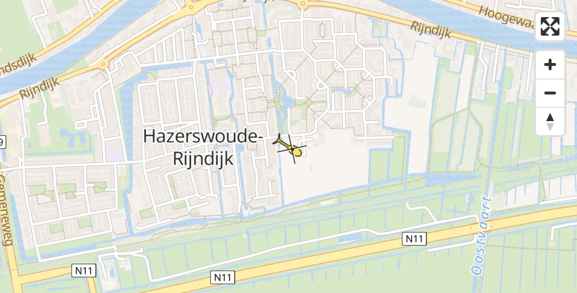 Routekaart van de vlucht: Lifeliner 1 naar Hazerswoude-Rijndijk