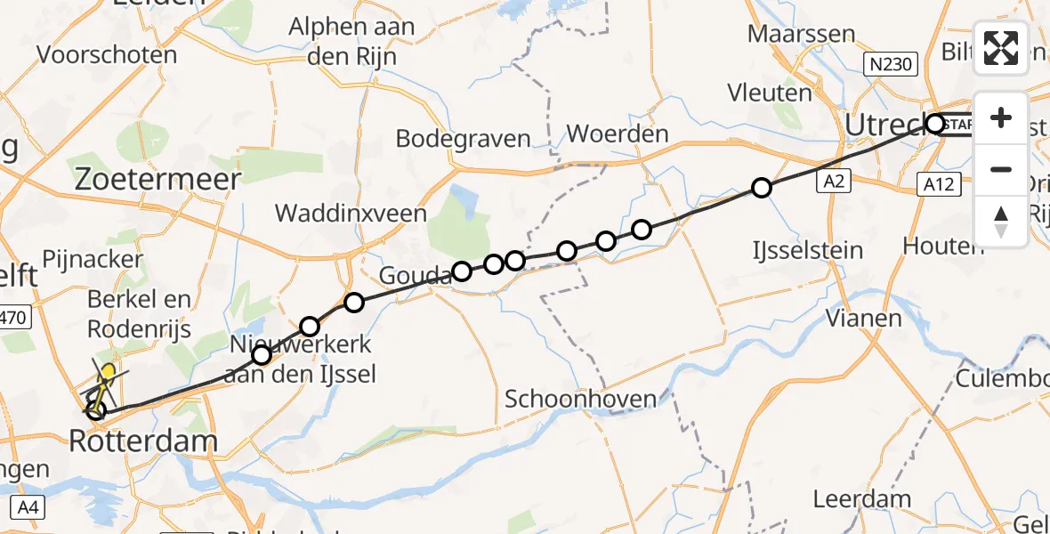 Routekaart van de vlucht: Lifeliner 2 naar Rotterdam The Hague Airport