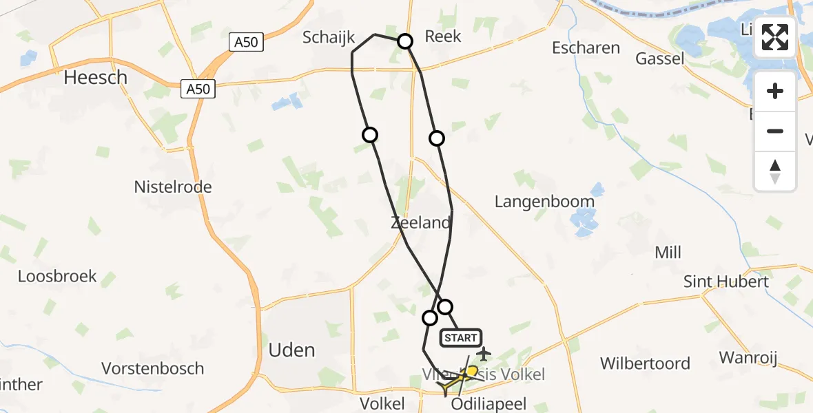 Routekaart van de vlucht: Lifeliner 3 naar Vliegbasis Volkel