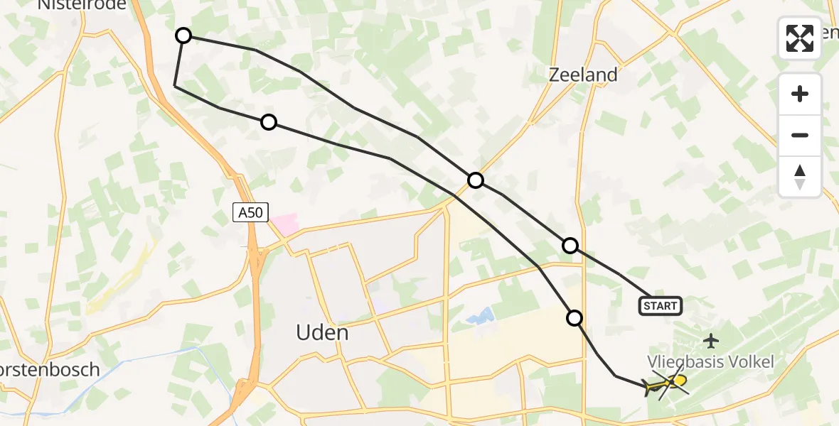 Routekaart van de vlucht: Lifeliner 3 naar Vliegbasis Volkel