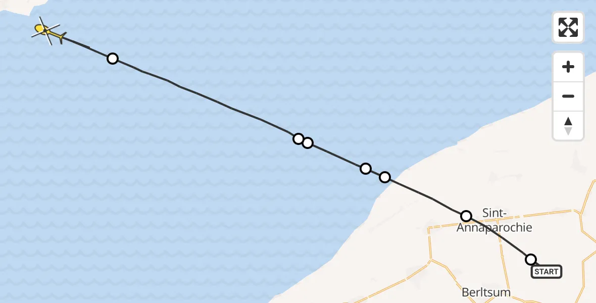 Routekaart van de vlucht: Ambulanceheli naar Formerum