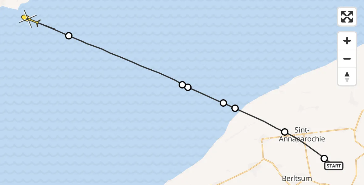 Routekaart van de vlucht: Ambulancehelikopter naar Formerum