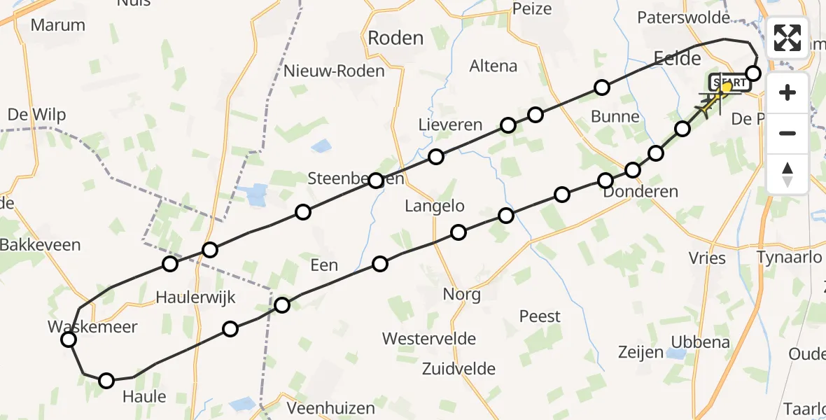 Routekaart van de vlucht: Lifeliner 4 naar Groningen Airport Eelde