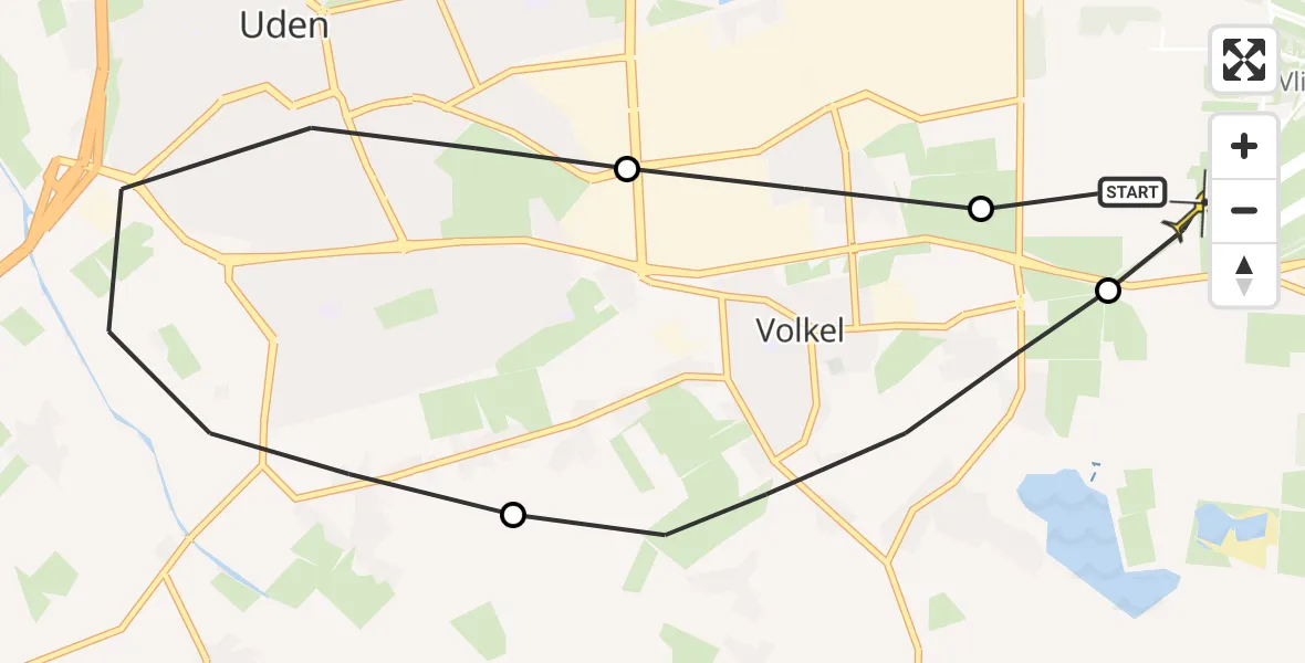 Routekaart van de vlucht: Lifeliner 3 naar Vliegbasis Volkel