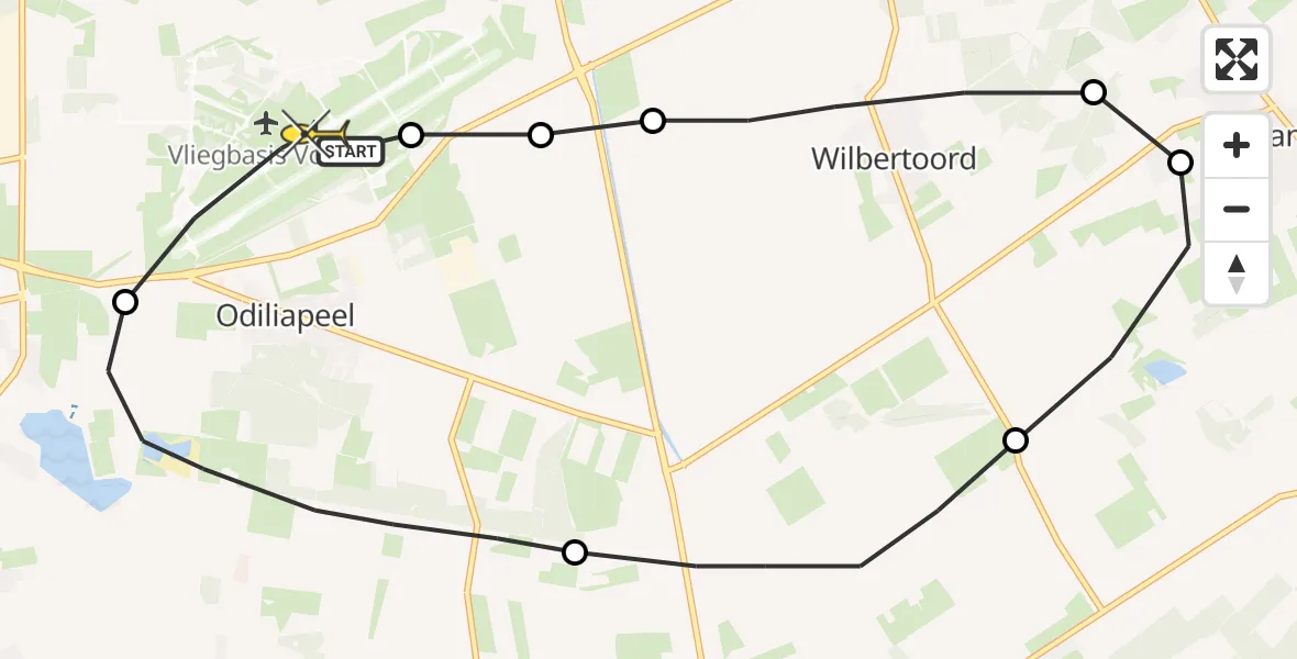 Routekaart van de vlucht: Lifeliner 3 naar Vliegbasis Volkel