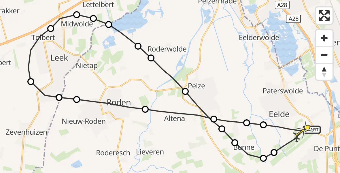 Routekaart van de vlucht: Lifeliner 4 naar Groningen Airport Eelde
