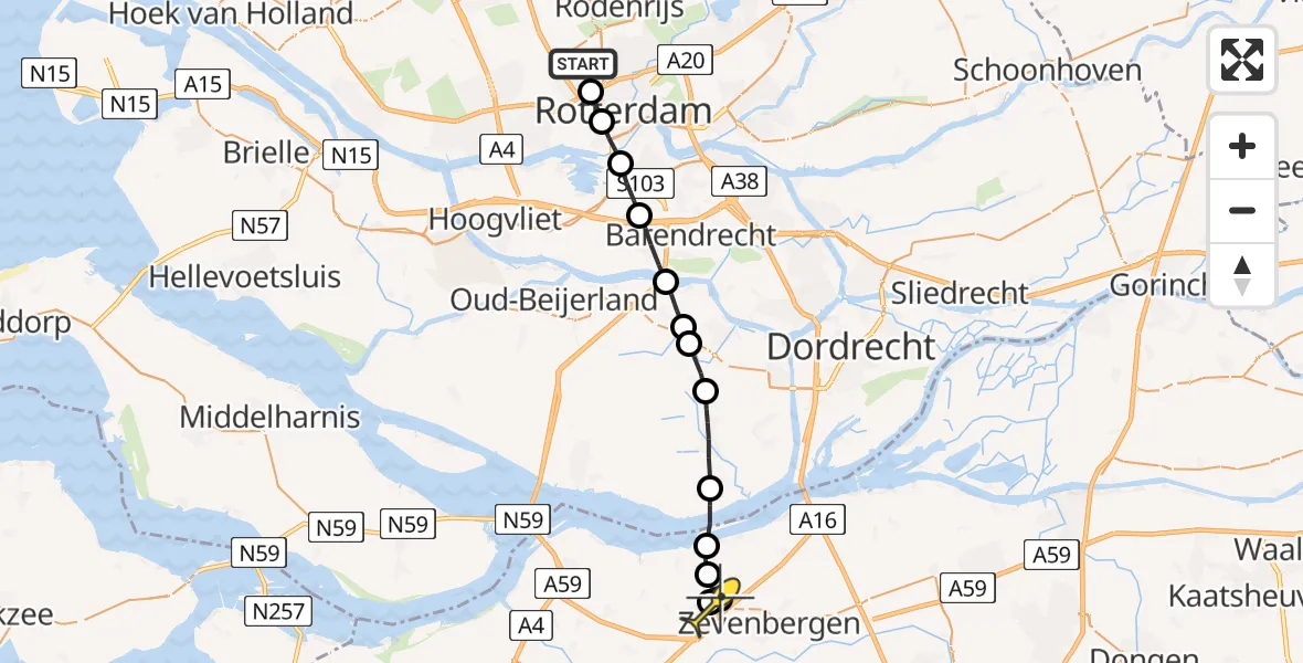 Routekaart van de vlucht: Lifeliner 2 naar Klundert