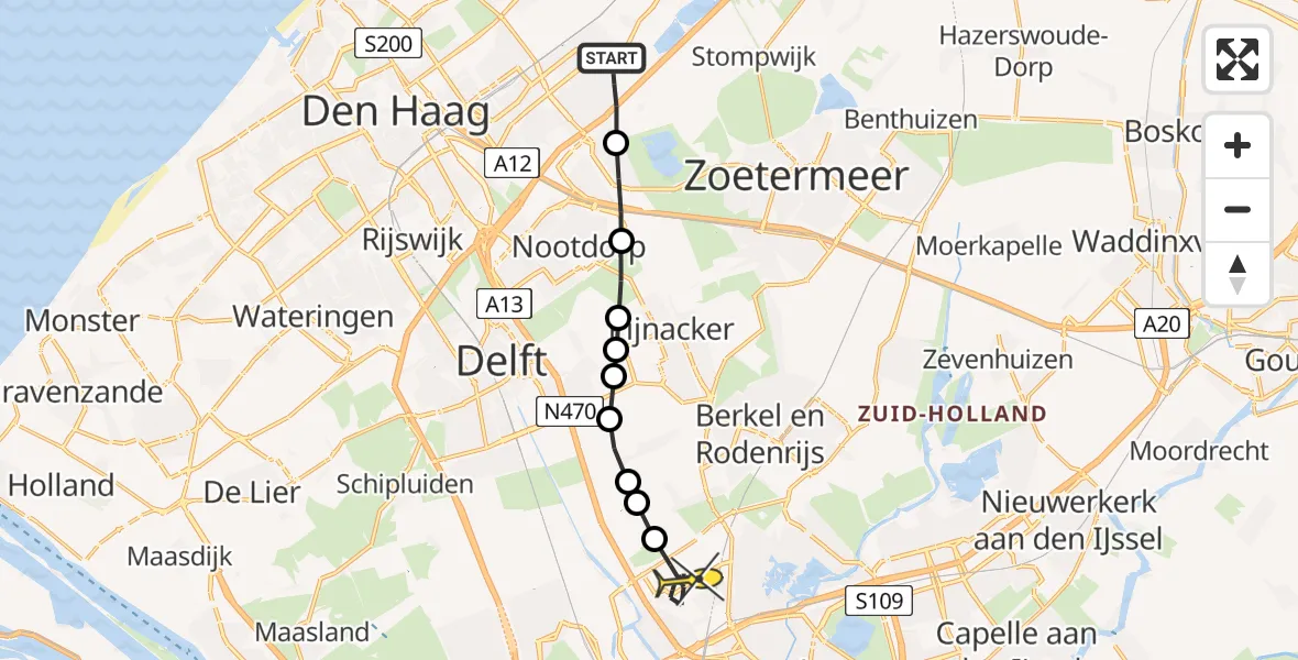 Routekaart van de vlucht: Lifeliner 2 naar Rotterdam The Hague Airport