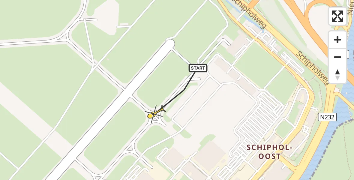 Vluchtroute Politiehelikopter van Schiphol naar Schiphol
