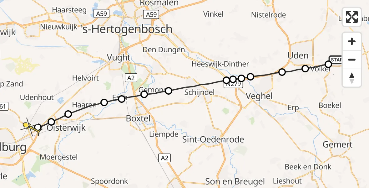 Routekaart van de vlucht: Lifeliner 3 naar Berkel-Enschot