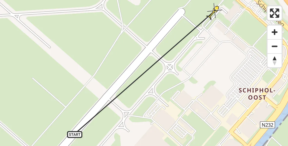 Vluchtroute Politiehelikopter van Schiphol naar Schiphol