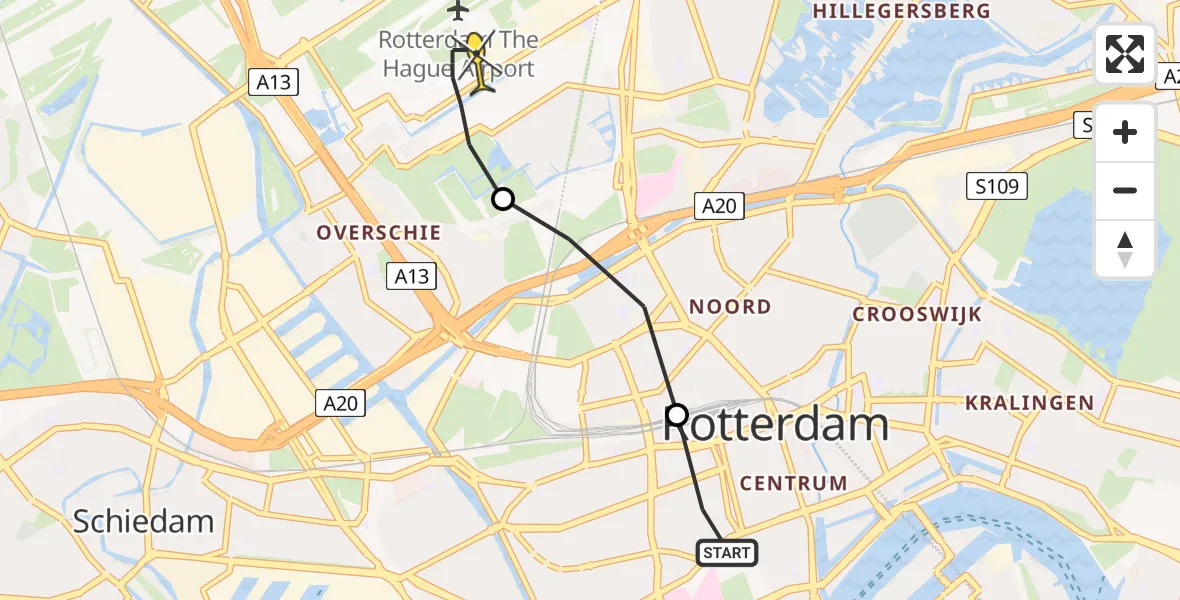 Routekaart van de vlucht: Lifeliner 2 naar Rotterdam The Hague Airport