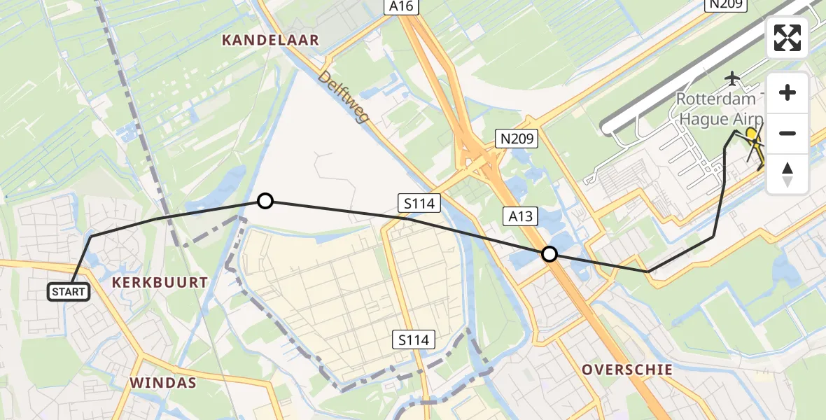 Routekaart van de vlucht: Lifeliner 2 naar Rotterdam The Hague Airport